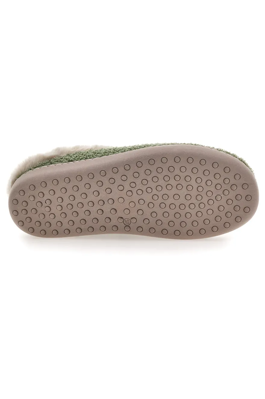 Pantofole verdi in tessuto effetto teddy con interno con pelo Gaia Mania GG549