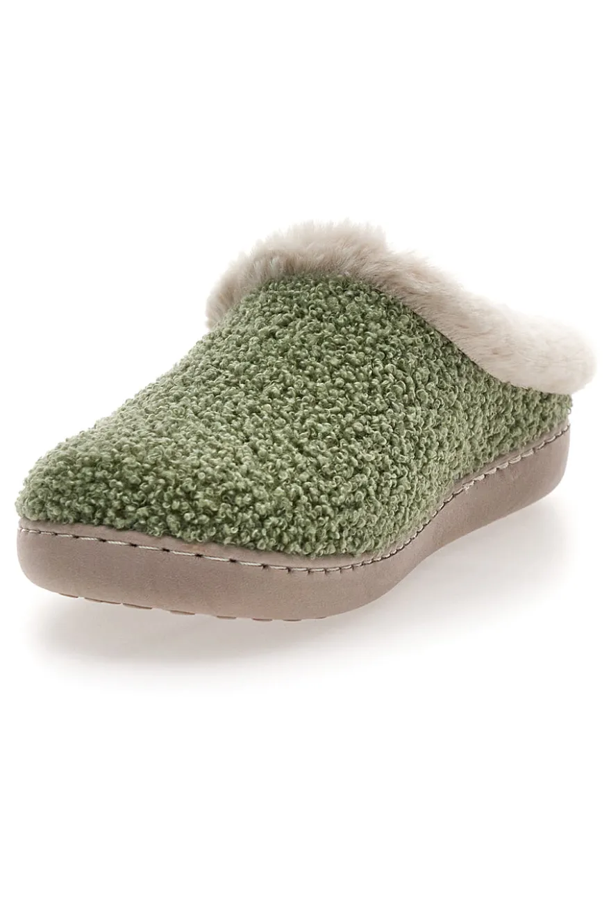 Pantofole verdi in tessuto effetto teddy con interno con pelo Gaia Mania GG549