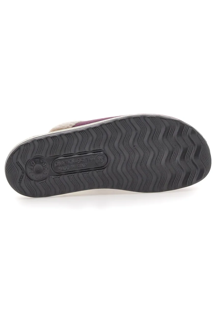 Pantofole viola con bordo in pelo e suola comfort Fly Flot 90510X20PM