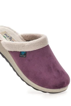 Pantofole viola con bordo in pelo e suola comfort Fly Flot 90510X20PM