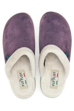Pantofole viola con bordo in pelo e suola comfort Fly Flot 90510X20PM