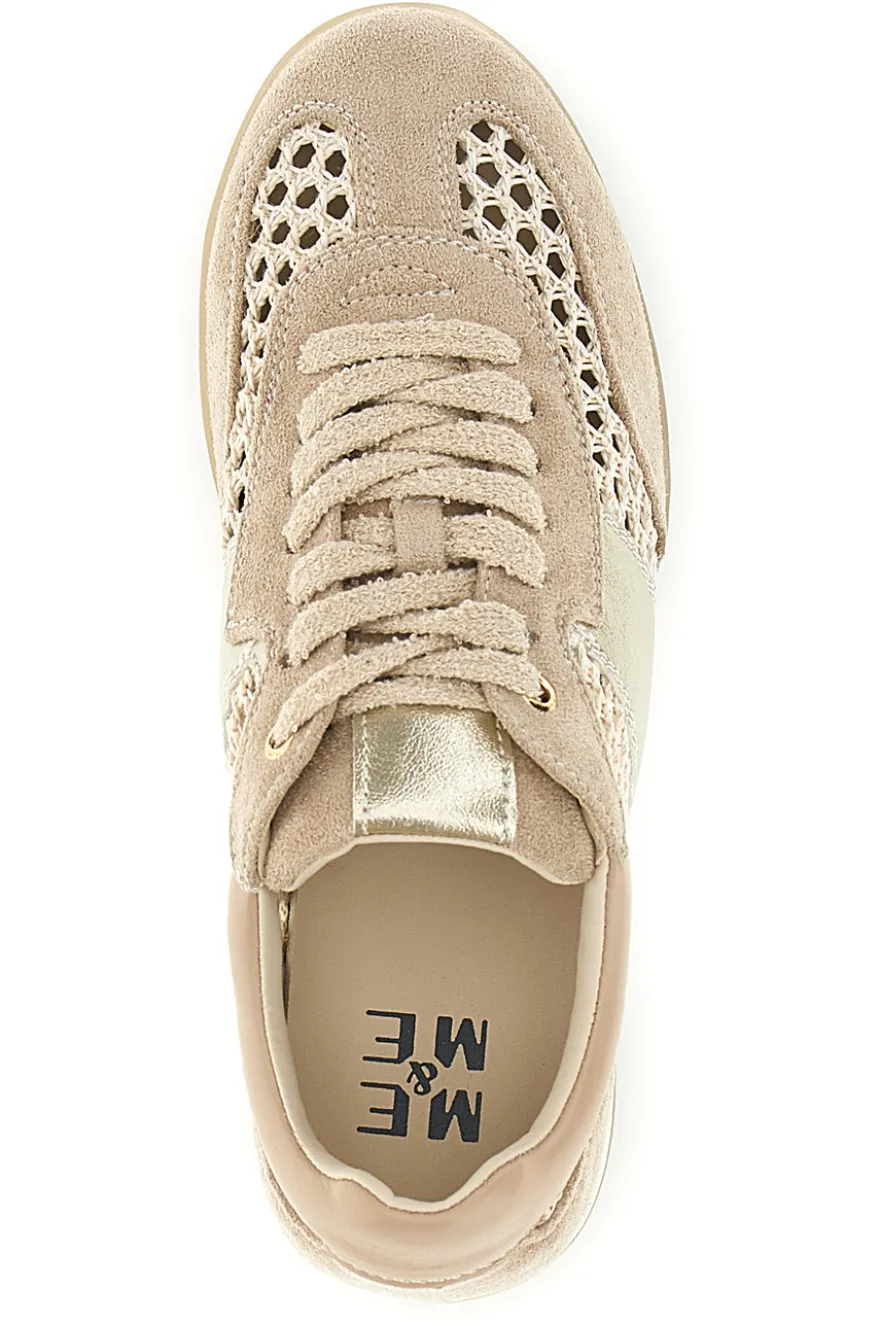 Perforierte Schnürschuhe in Beige mit laminierten Einsätzen Me & me TW26S5813803