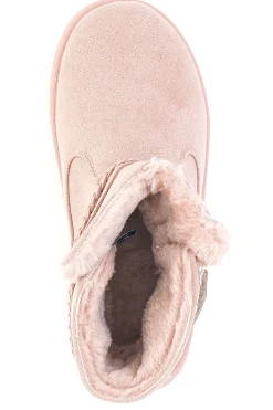 Pinkfarbene Stiefeletten mit Glitzerherz und warmem Fellfutter