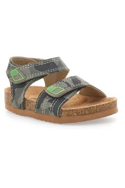 Pitt Kids 14512 Sandalen mit doppelt verstellbarem Riemen, Camouflage, Grün
