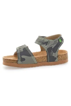 Pitt Kids 14512 Sandalen mit doppelt verstellbarem Riemen, Camouflage, Grün