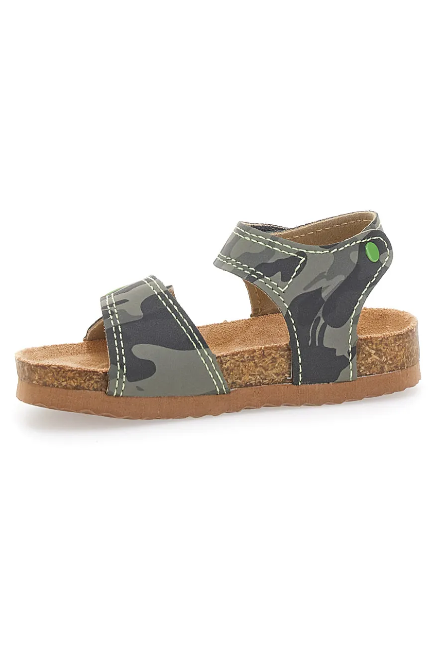 Pitt Kids 14512 Sandalen mit doppelt verstellbarem Riemen, Camouflage, Grün