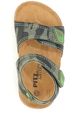Pitt Kids 14512 Sandalen mit doppelt verstellbarem Riemen, Camouflage, Grün