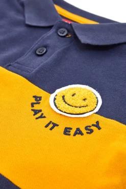 PITT KIDS Blaues und gelbes Langarm-Poloshirt 6031