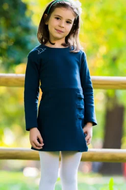 Pitt Kids PT-KD-8016 Origami-Stickerei, blaues Kleid