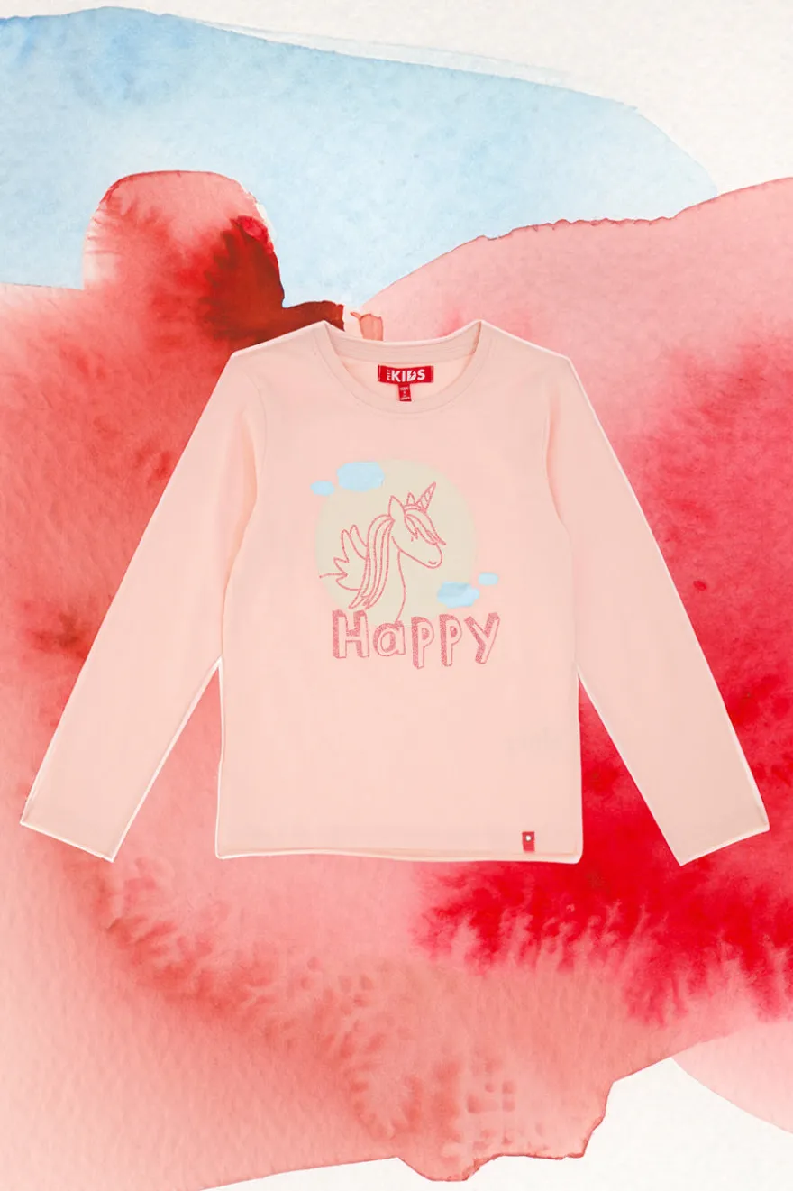 PITT KIDS Rosa Langarm-T-Shirt mit Glitzerdruck PT-GT-05079
