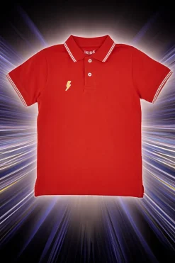 Pitt Kids Rotes Poloshirt mit weißen Rändern PT-B-PL-05031