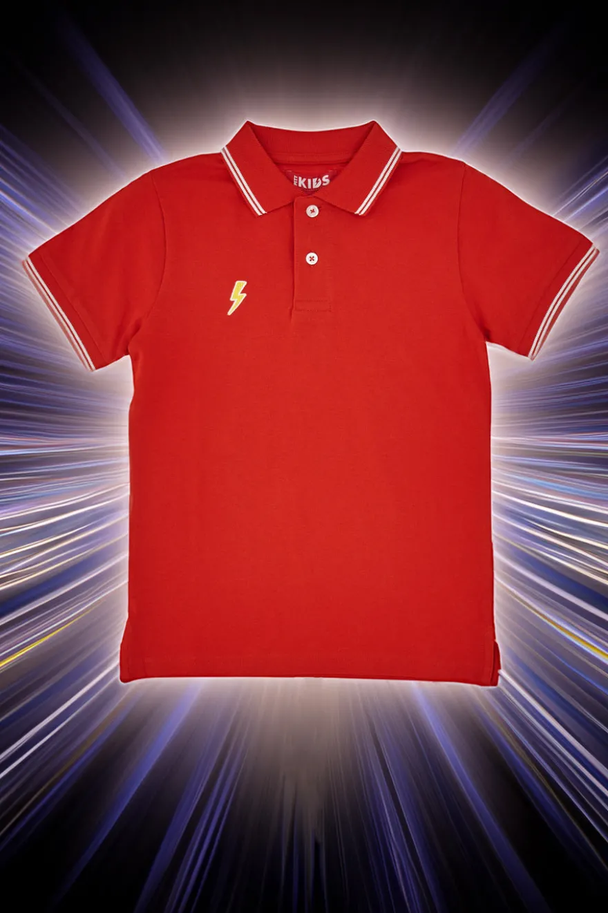 Pitt Kids Rotes Poloshirt mit weißen Rändern PT-B-PL-05031