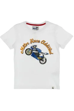 Pitt Kids T-Shirt und Shorts Set 03073 Weiß und Blau