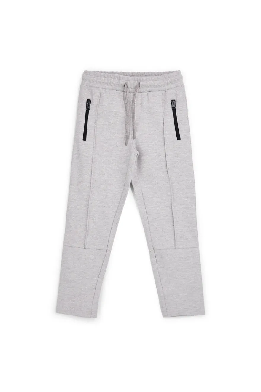 Pitt Kinder Hose grau mit Kordelzug und Reißverschluss Pt-b-p-9054