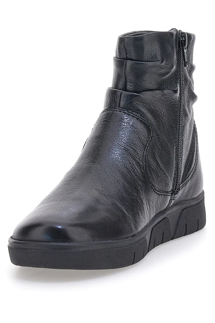 Pittarello 17801 Schwarze Lederstiefeletten mit Memory Foam