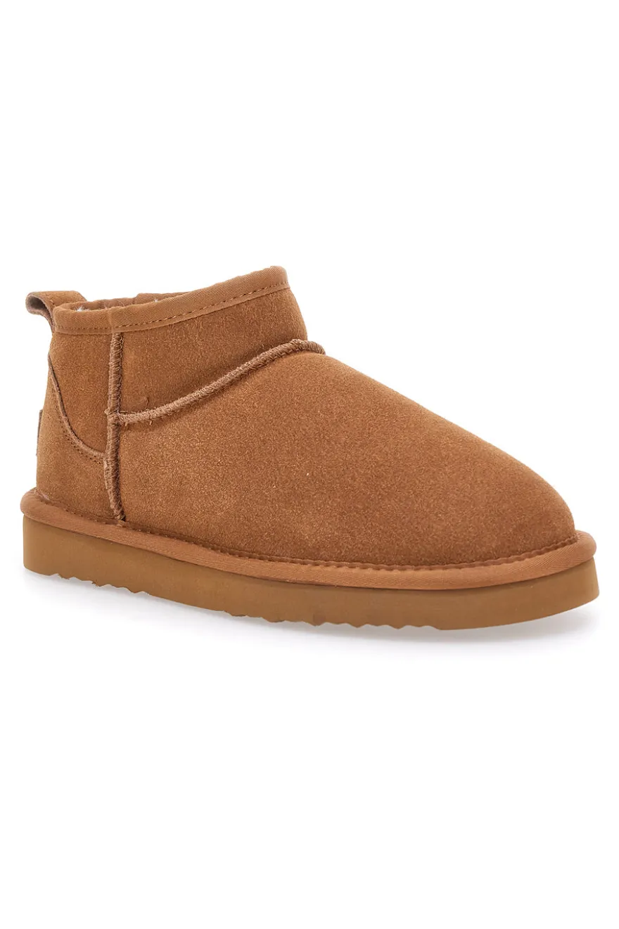 Pittarello – Wow 3550 – Stiefeletten im Slipper-Stil aus Wildleder in Kamelbraun mit Pelzfutter