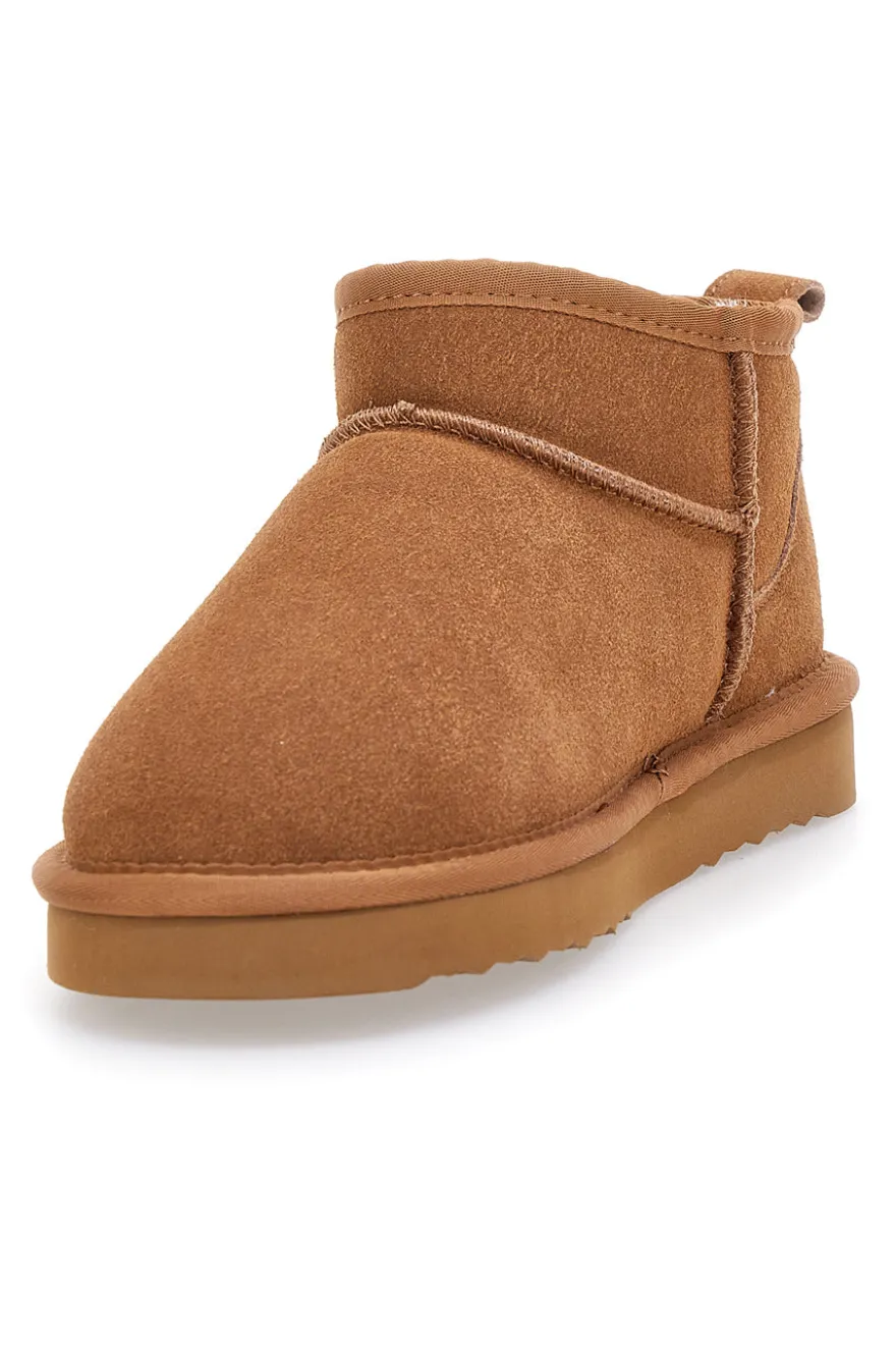 Pittarello – Wow 3550 – Stiefeletten im Slipper-Stil aus Wildleder in Kamelbraun mit Pelzfutter