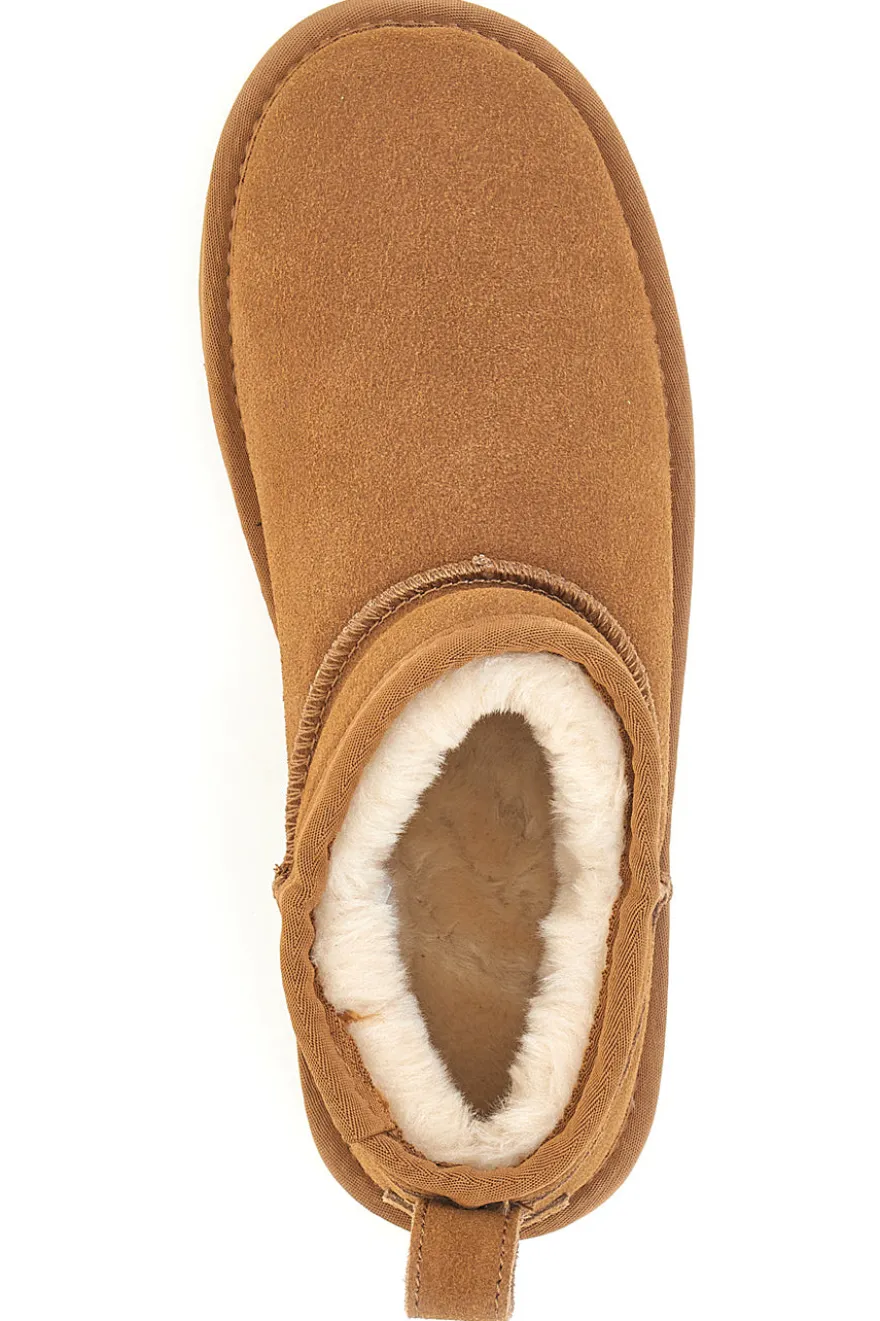 Pittarello – Wow 3550 – Stiefeletten im Slipper-Stil aus Wildleder in Kamelbraun mit Pelzfutter