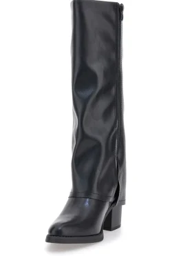 Pittarello Capsule BT24186024A schwarze Stiefel mit mittelhohem Absatz und quadratischer Zehenpartie