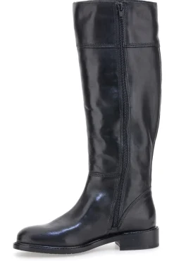 Pittarello Class LFL2543 schwarze Stiefel aus echtem Leder mit goldenem Reißverschluss und Schnalle