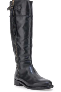 Pittarello Class LFL2543 schwarze Stiefel aus echtem Leder mit goldenem Reißverschluss und Schnalle