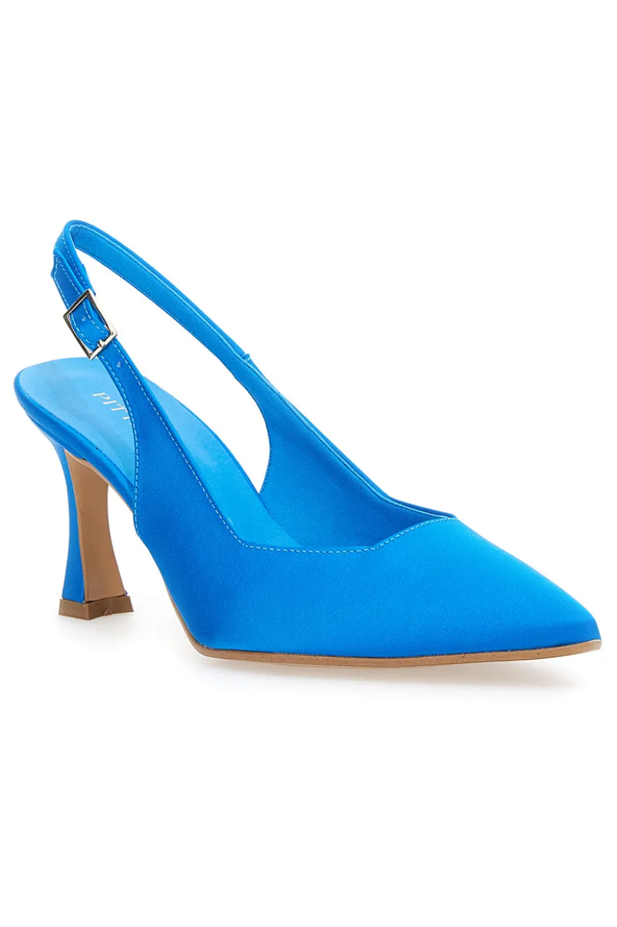 Pittarello Couture 148 Slingback-Pumps aus türkisfarbenem Satin