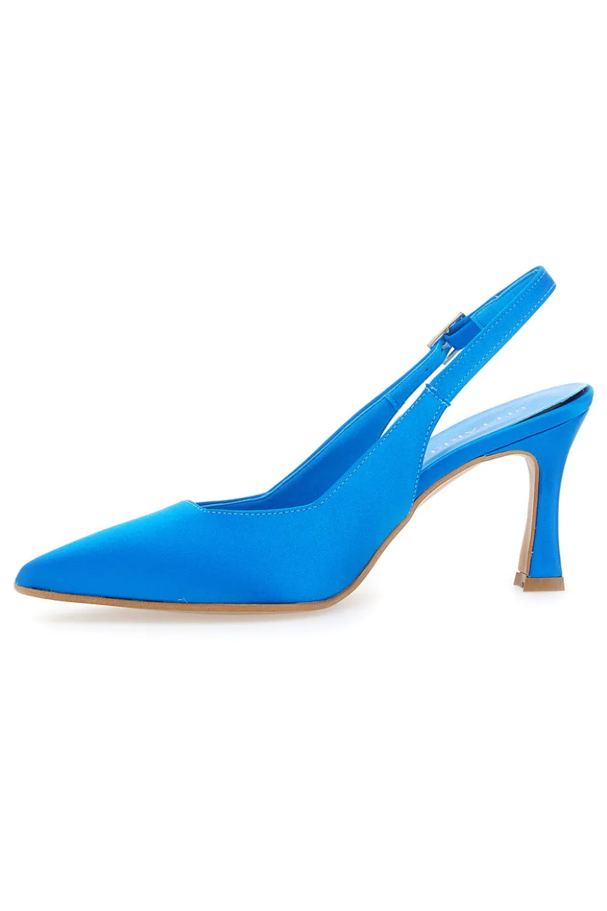 Pittarello Couture 148 Slingback-Pumps aus türkisfarbenem Satin