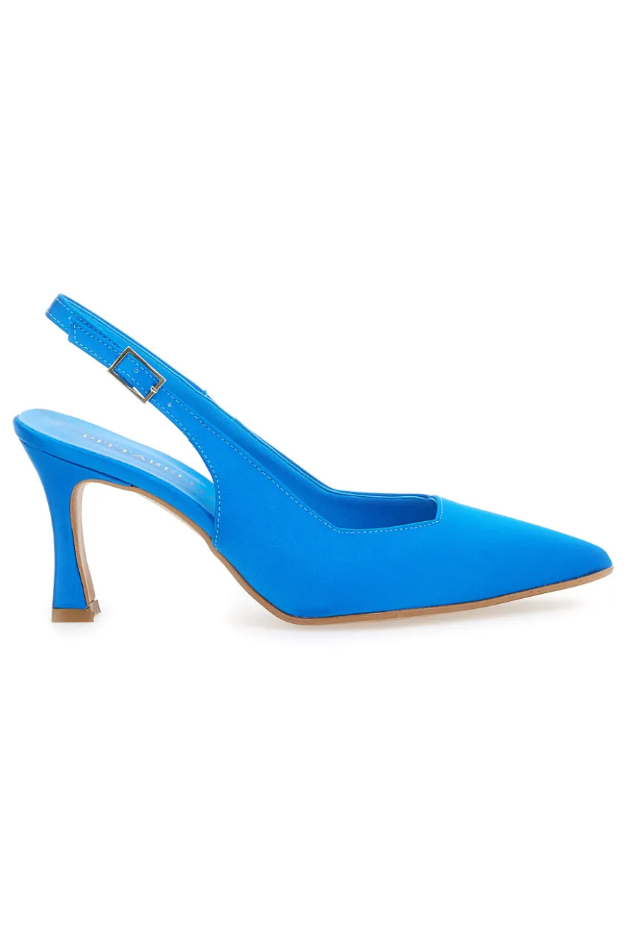 Pittarello Couture 148 Slingback-Pumps aus türkisfarbenem Satin