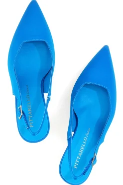 Pittarello Couture 148 Slingback-Pumps aus türkisfarbenem Satin