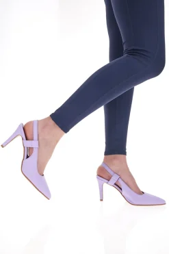 Pittarello Elite 006 Lilafarbene Slingback-Pumps aus Mikrofaser