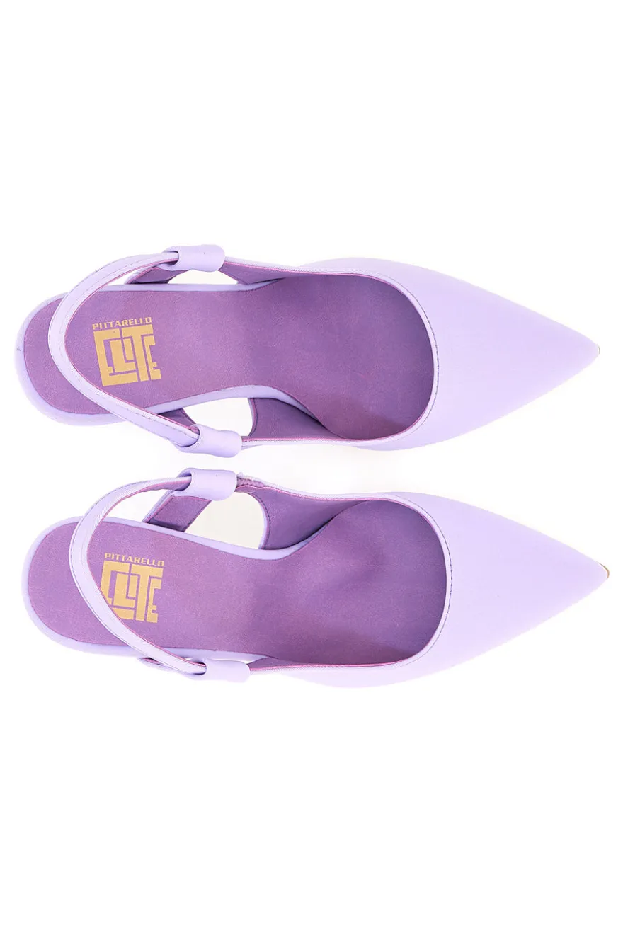 Pittarello Elite 006 Lilafarbene Slingback-Pumps aus Mikrofaser