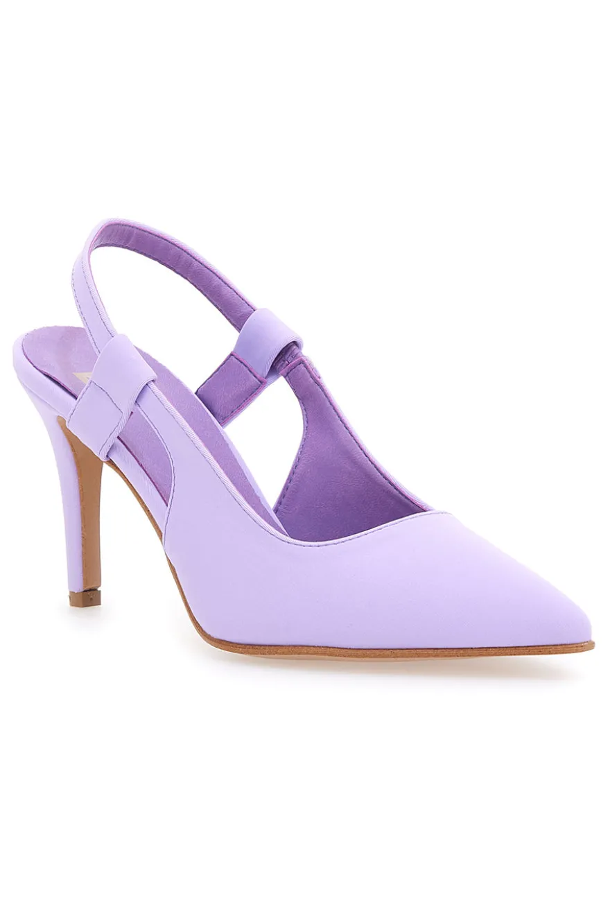 Pittarello Elite 006 Lilafarbene Slingback-Pumps aus Mikrofaser