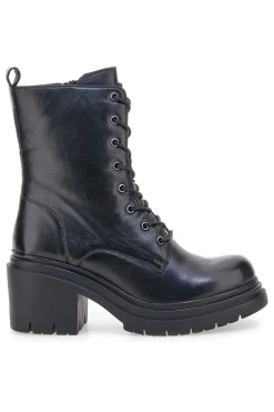 Pittarello Focus KI4040 schwarze Stiefeletten mit breitem Absatz und Schnürverschluss