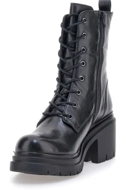 Pittarello Focus KI4040 schwarze Stiefeletten mit breitem Absatz und Schnürverschluss