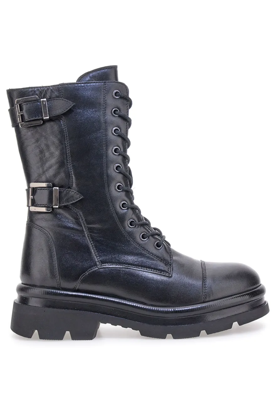Pittarello FOCUS KI6062 schwarze Stiefeletten mit Schnallen und Profilsohle