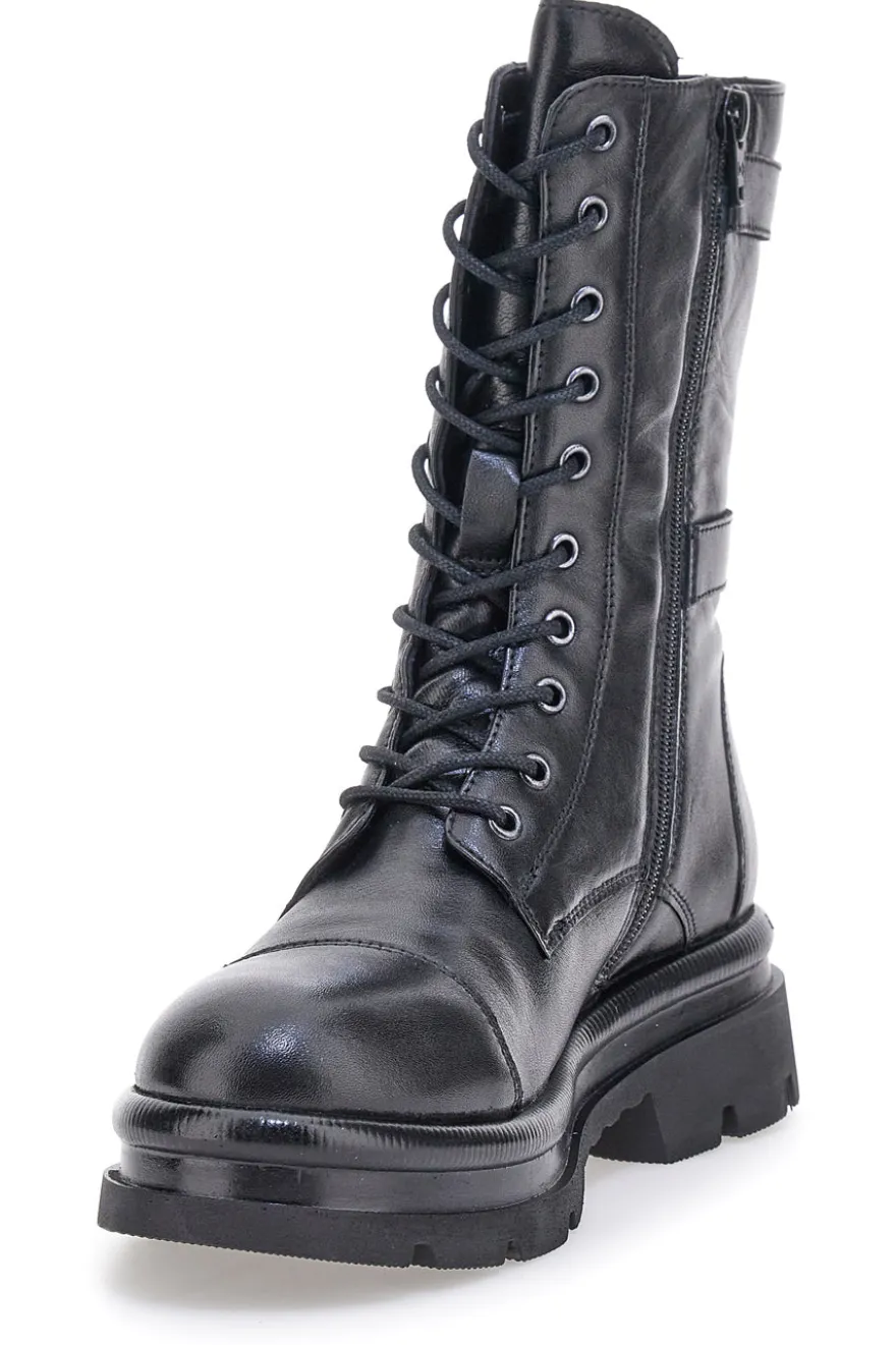Pittarello FOCUS KI6062 schwarze Stiefeletten mit Schnallen und Profilsohle