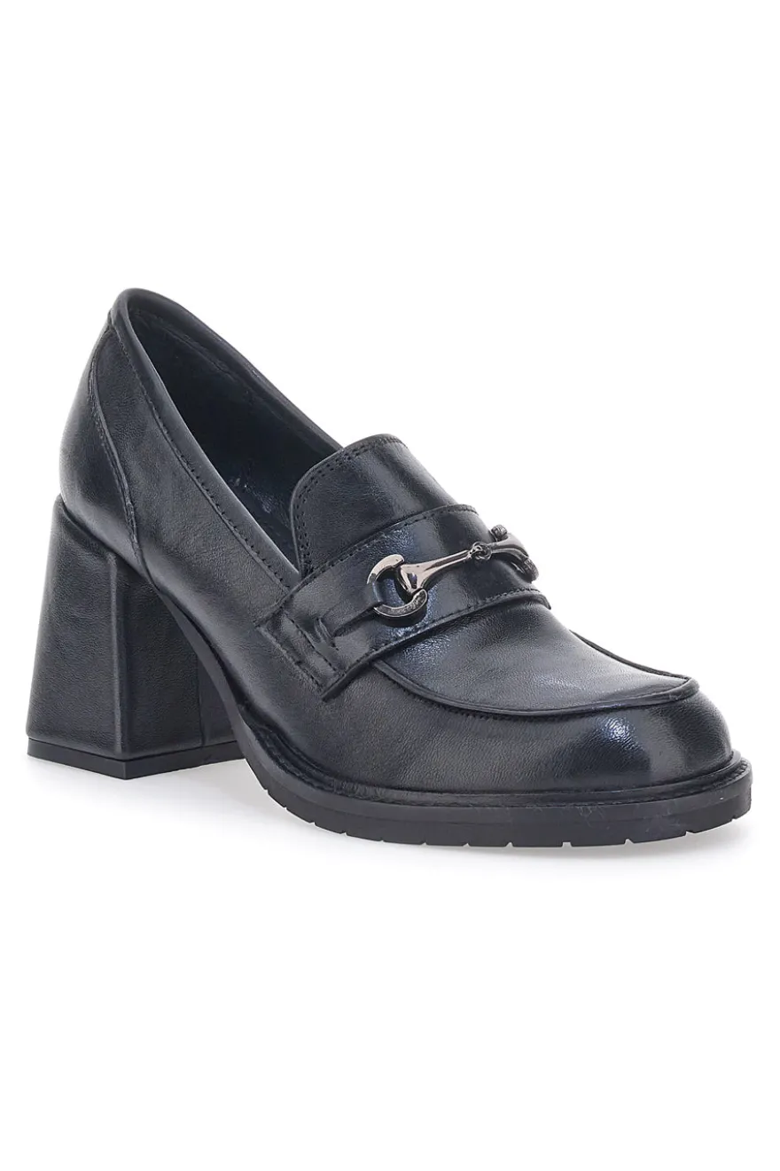 Pittarello Glam 7002 schwarze Mokassins mit Absatz