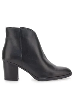 Pittarello Glam 4566400 Schwarze Lederstiefeletten mit mittelhohem Absatz