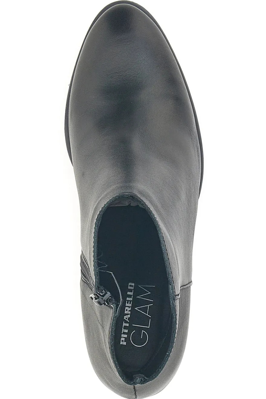 Pittarello Glam 4566400 Schwarze Lederstiefeletten mit mittelhohem Absatz
