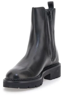Pittarello Glam 6436675 schwarze Stiefeletten aus echtem Leder mit Profilsohle