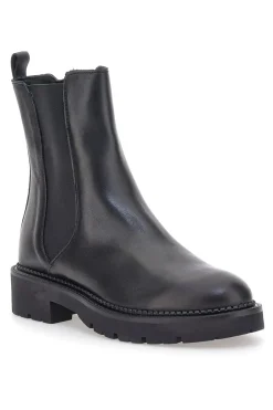 Pittarello Glam 6436675 schwarze Stiefeletten aus echtem Leder mit Profilsohle