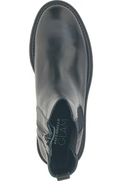 Pittarello Glam 6436675 schwarze Stiefeletten aus echtem Leder mit Profilsohle