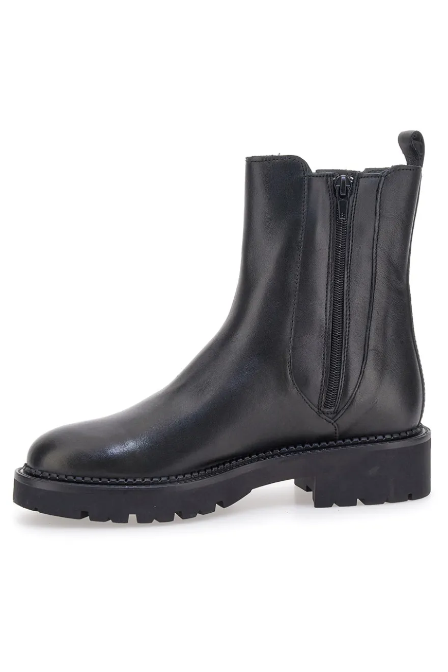 Pittarello Glam 6436675 schwarze Stiefeletten aus echtem Leder mit Profilsohle