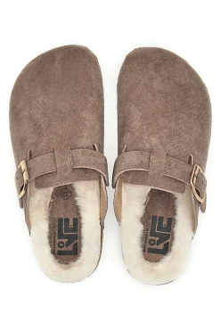 Pittarello Love 1071 Braune Hausschuhe mit Schnalle und Fellfutter