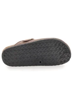 Pittarello Love 1071 Braune Hausschuhe mit Schnalle und Fellfutter