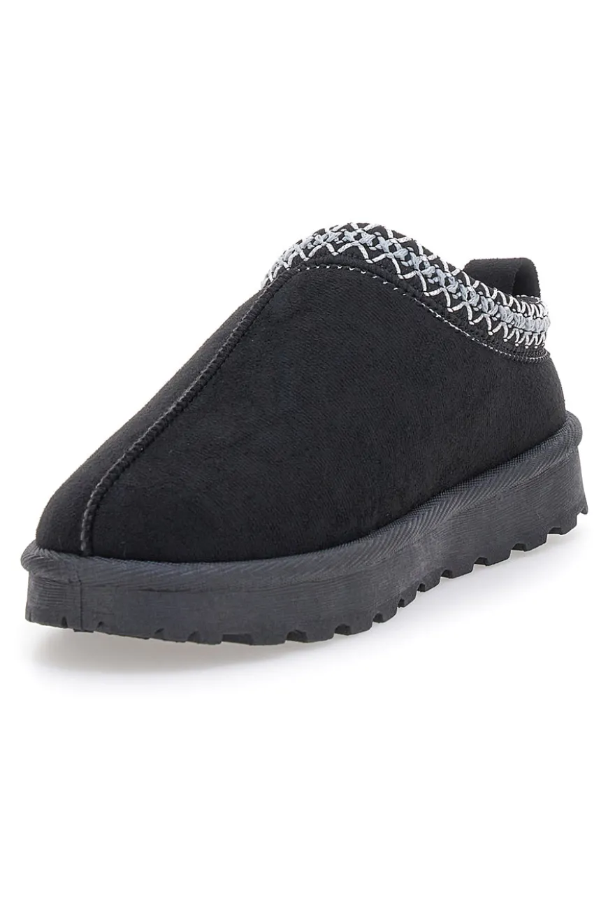 Pittarello Love PK1859C schwarze Hausschuhe mit verziertem Profil und Pelzinnenseite