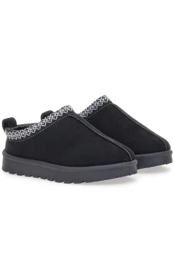 Pittarello Love PK1859C schwarze Hausschuhe mit verziertem Profil und Pelzinnenseite