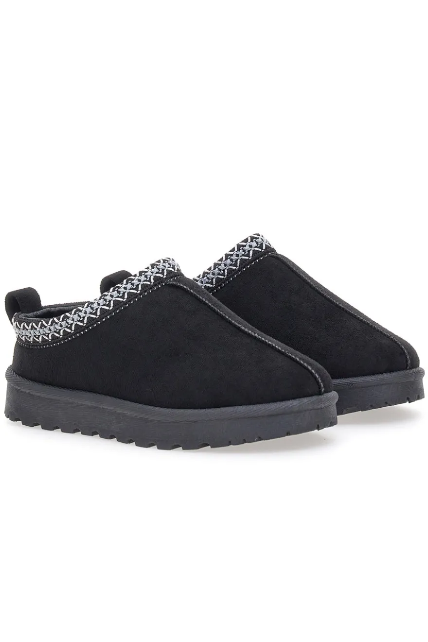 Pittarello Love PK1859C schwarze Hausschuhe mit verziertem Profil und Pelzinnenseite
