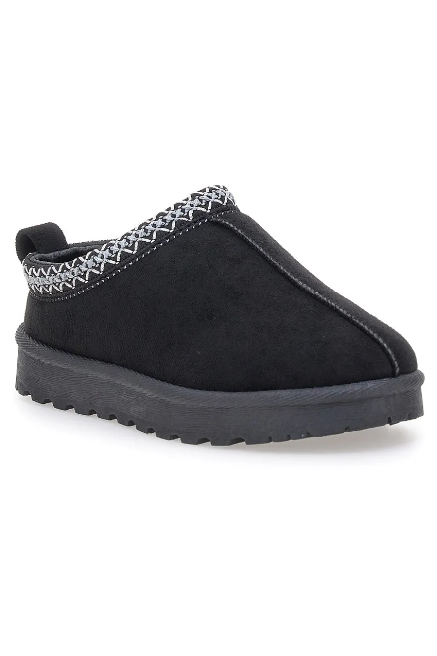 Pittarello Love PK1859C schwarze Hausschuhe mit verziertem Profil und Pelzinnenseite