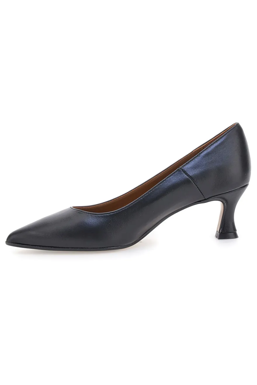 Pittarello Plus 555 Schwarze Pumps aus Leder mit mittlerem Absatz, hergestellt in Italien